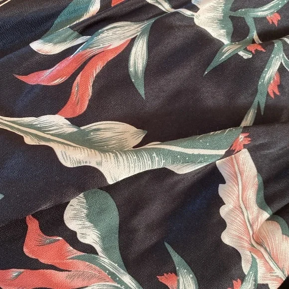 Rails / Mina Dress slip black leaf floral midi silky Paradiso XS